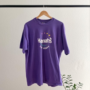 Vintage 1990’s Single Stitch Harrah’s Las Vegas Purple T-Shirt - Large