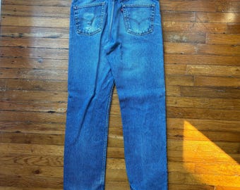 Vintage 1990’s Levi’s 505 Faded Paper Tag Straight Fit Denim Jeans - 35x33