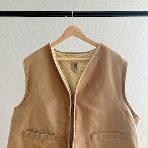 Vintage 90a Carhartt Workwear Distressed Lined Vest XXL image 2