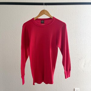 Vintage 80’s/90’s Red Waffle Knit Thermal Blank Tee - Medium