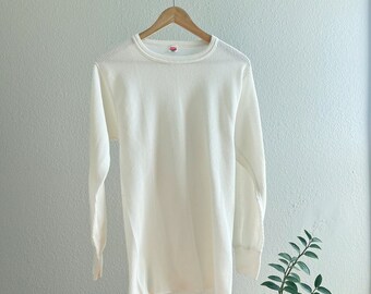 Vintage 70’s/80’s Vintage Slim Hanes Thermal White Long Sleeve T-Shirt - XL