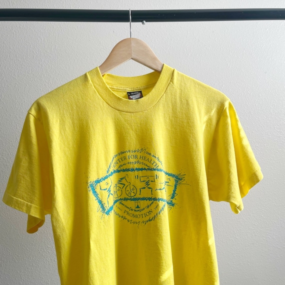 Vintage 90's Single Stitch Bright Yellow Center for Health