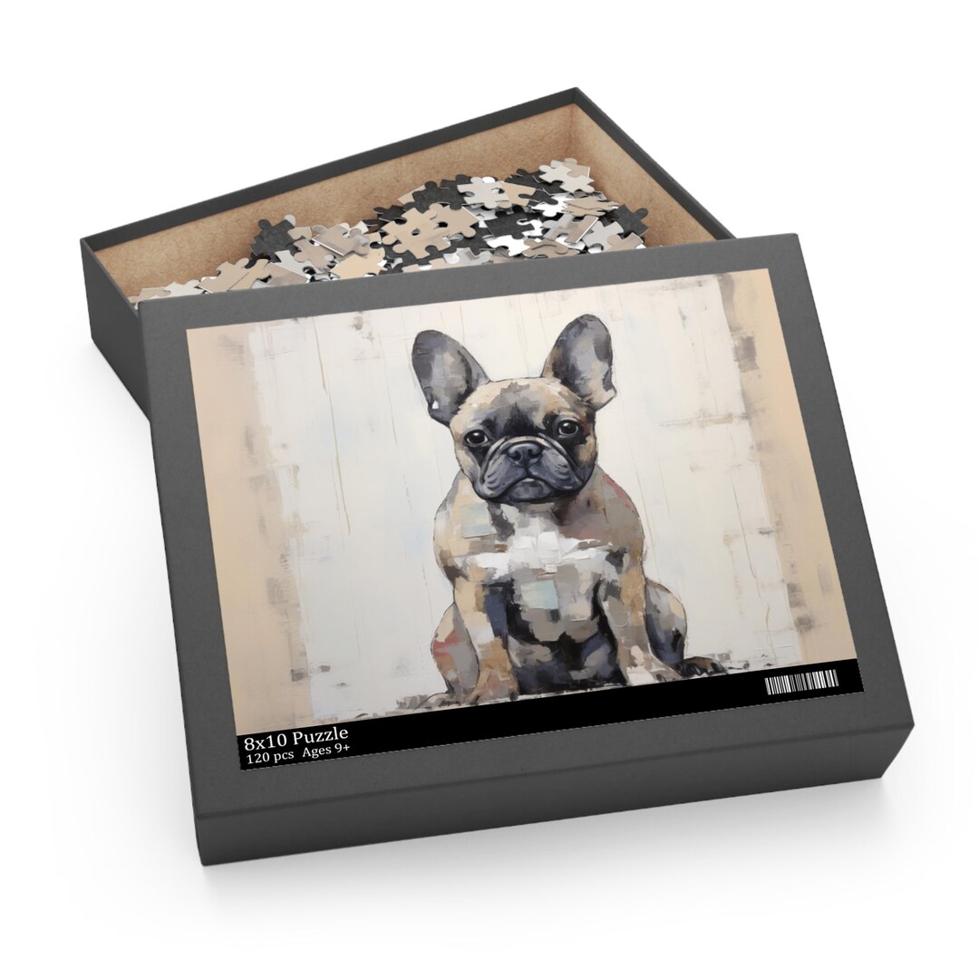 French Bulldog Puzzle, Neutral Colors Frenchie Jigsaw Puzzle Box, Best ...