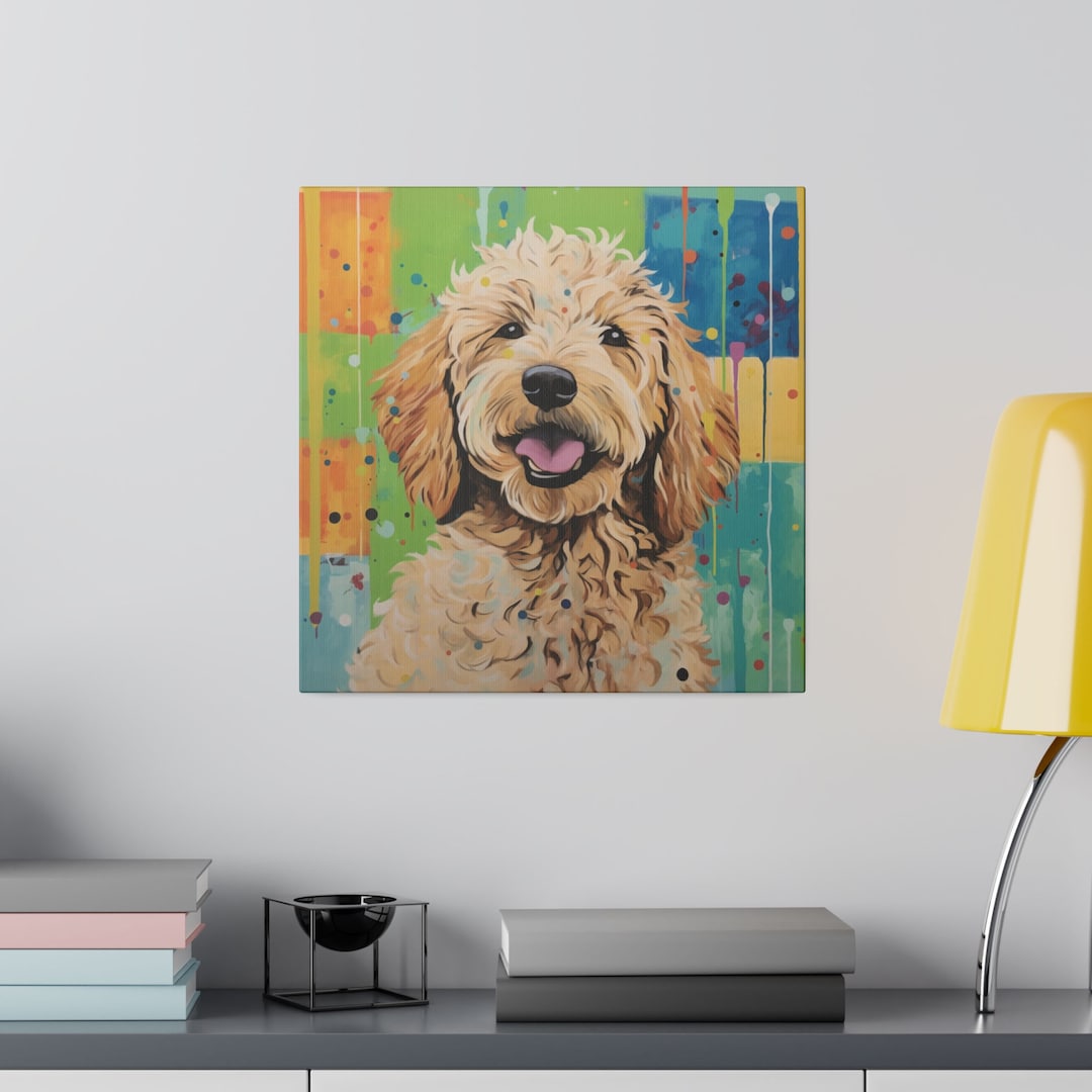 Dog Canvas, Goldendoodle Wall Art, Doodle Dog Artwork, Creative Home