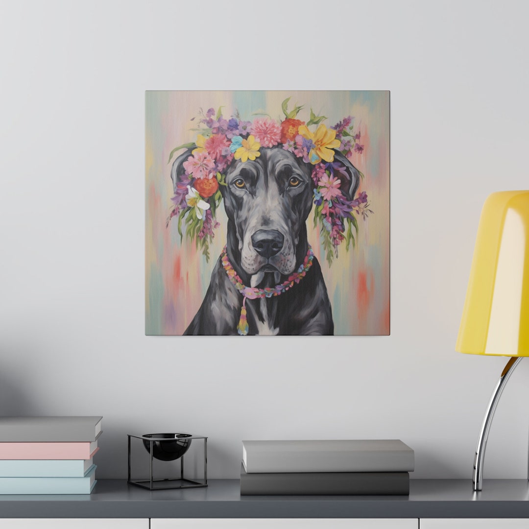 Dog Canvas Great Dane Wall Art Mastiff Dog Artwork Boho Etsy