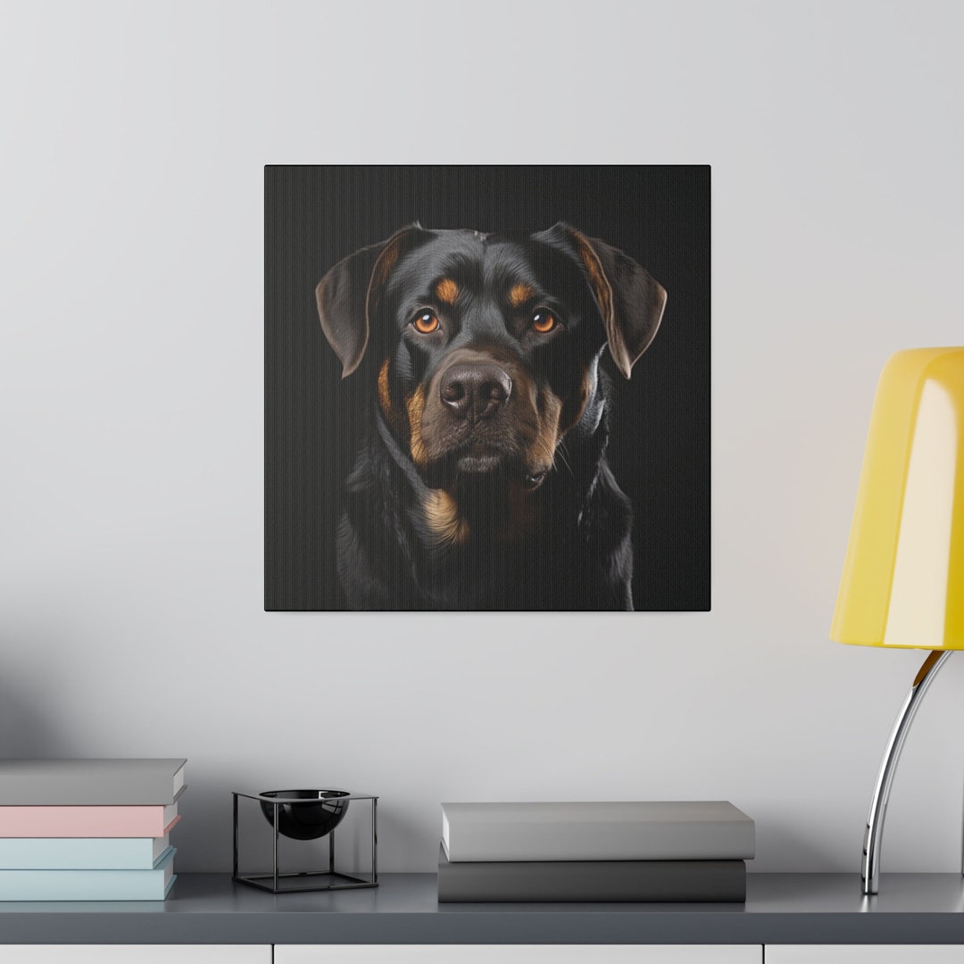 Dog Canvas Rottweiler Wall Art Realistic Rottweiler Picture Etsy