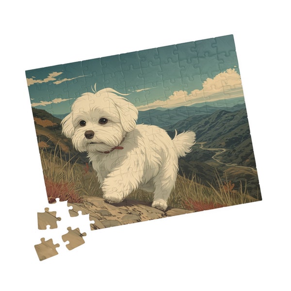 Maltese Nature Puzzle for Dog Lover, Jigsaw Puzzle for Her, Best Holiday Maltese Gifts for Dog Mom, Fun Birthday Gift Idea Dog Mom Gift