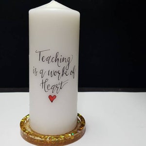 Candle gift for teacher personalized with handwritten calligraphy, gift for lecturer, end of term/year teacher gift, New Zealand