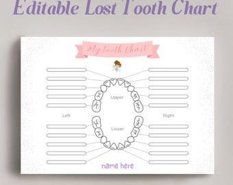 Personalized Lost Tooth Chart: Tooth Fairy Keepsake (Canva Template)