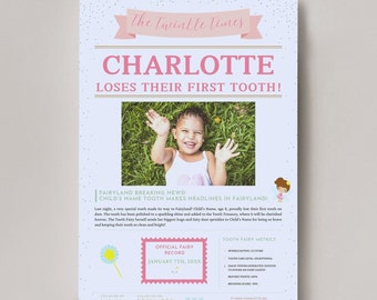 Editable Tooth Fairy Newspaper: Personalized Keepsake (Canva Template)
