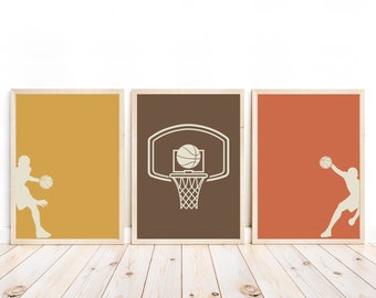 Retro Basketball Prints Set: Teen Room Decor (Digital Download)