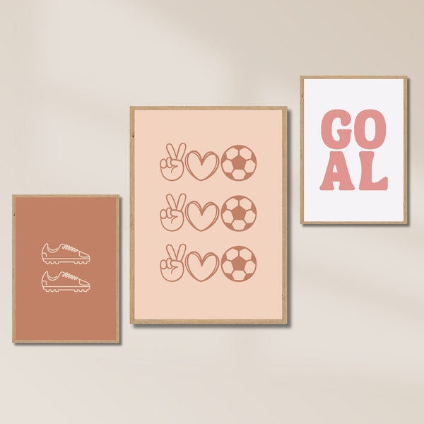 Set of 3 Girls Soccer Print | Pink Soccer Prints | Girls Room Décor | Soccer Poster | Kids Room Art | Teen  Prints | Goal Print | Football |