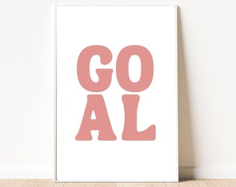 Goal Print | Soccer | Minimalist | Pink | Girls Room Wall Décor | Kids Room Art | Teen  Prints | Retro | Sports | Motivational | Soccer