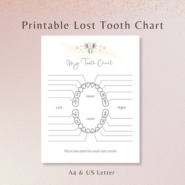 Druckbare verlorene Zahn Chart druckbar | Tooth Fairy Buchstabe | Kinder Printable | Meilenstein-Andenken | Personalisierte Baby Zahn Verlust Schallplatte