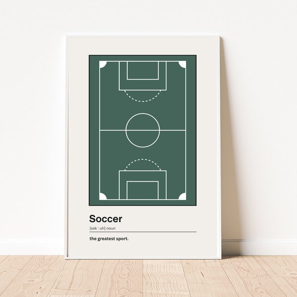 Soccer Definition Print | Soccer Field | Green Soccer Prints | Boys Room Décor | Soccer Poster | Kids Room Art | Teen Boys Prints |