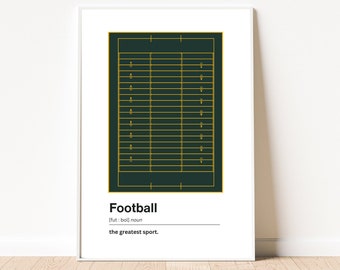 American Football Definition Print | Football Field | Green Yellow | Boys Room Décor | Art Teen | Sports Fan | Gridiron | Green Bay