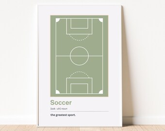 Fußball Definition Print | Fußballplatz | Grüner Fußball Poster | Jungenzimmer Dekor | Fußball Poster | Kinderzimmer Kunst | Teenager Drucke |