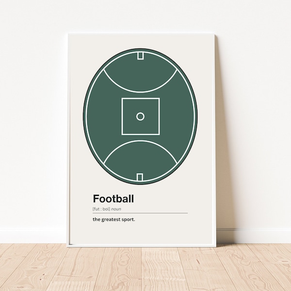 Football Definition Print | Green Football Prints | Boys Room Décor | Kids Room Art | Teen Boys Prints | Australian Footy | Aussie Rules