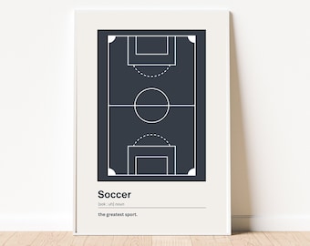 Soccer Definition Print | Soccer Field | Blue Soccer Prints | Boys Room Décor | Soccer Poster | Kids Room Art | Teen Boys Prints |