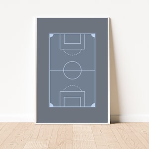 Minimalist Soccer Field Print | Modern Sports Art Print for Kids Room | Blue | Football Field | Playroom Decor  | Sports Themed Nursery |