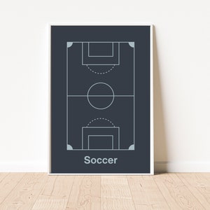Soccer Field Print |  Navy Blue Soccer Prints | Boys Room Décor | Kids Room Art | Teen Boys |  Minimalist Soccer Field Diagram | Sports