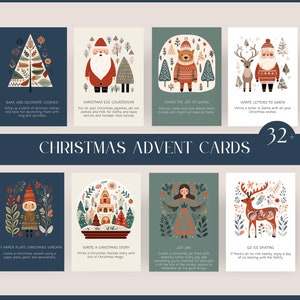 32+ adventsactiviteitenkaarten voor kinderen, Scandinavische volkskerstmis, familiepret, dankbaarheid en afdrukbare kaarten geven, leuke kerstaftellen
