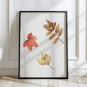 Watercolor Fall Leaves Print, Autumn Wall Art, Cozy Fall Decor, Rustic Autumn Wall Art, Thanksgiving Decor, Farmhouse, Warm Tones, Seasonal