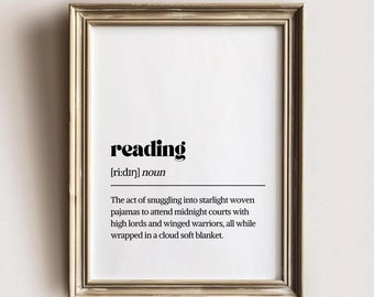 Fantasy Inspired Reading Wall Art, Definition Print, Printable Book Lover Decor, Fantasy Quote Poster, Reading Nook Poster, Black and White