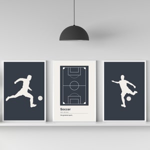 Set of 3 Soccer Prints | Soccer Field | Soccer Definition | Boys Room Décor | Soccer Poster | Kids Room Art | Teen Boys Prints |