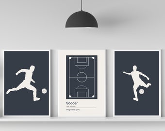 Set of 3 Soccer Prints | Soccer Field | Soccer Definition | Boys Room Décor | Soccer Poster | Kids Room Art | Teen Boys Prints |