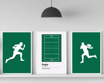 Set of 3 Rugby Prints | Rugby Field | Rugby Definition | Ireland | Boys Room Décor | Football Poster | Kids Room Art | Teen Boys Prints |