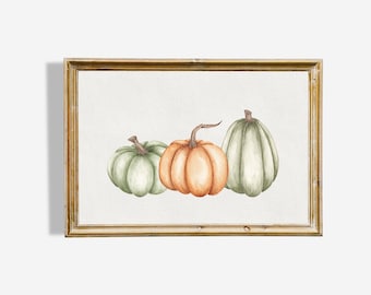 Watercolor Pumpkin Print, Fall Wall Art, Rustic Farmhouse Decor, Autumn Pumpkins, Cozy Fall Decor, Thanksgiving Decor, Farmhouse Poster