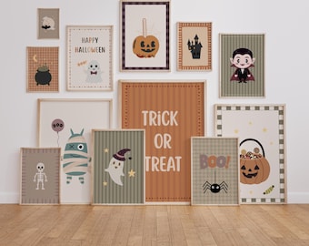 Halloween Wall Art Set | Muted Nursery Halloween Printable Decor | 12 Piece Gallery Wall Digital Download