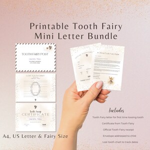 Paquete de hada de los dientes imprimible / Certificado de hada de los dientes / Tabla de dientes perdidos / Carta de hada de los dientes / Estrellas doradas / Niños imprimibles /