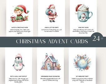 24+ Printable Advent Activity Cards for Kids, Kids Advent Cards, Instant Download, Fun Christmas Countdown Cards, Christmas Activities