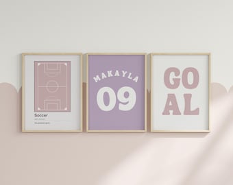 Personalized Soccer, Football Name Print, Custom Sports Wall Art,  Soccer Definition Poster, Sports Room Decor for Kids, Name Jersey Print