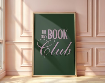Cozy Book Club Print: Vintage Style Reading Nook Decor (Digital Download)