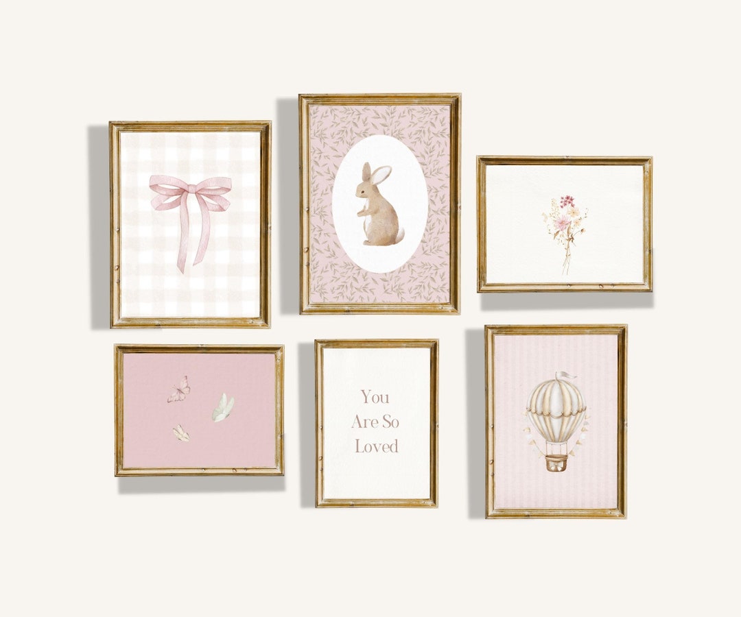 Pink Nursery Gallery Wall Set, Blush Pink Nursery Decor, Girls Gallery ...