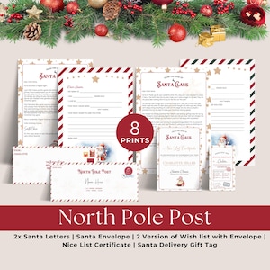 Weihnachtsmann Brief Bündel | Weihnachtsmann Geschenkanhänger | Schöne Liste Zertifikat | Nordpolposten |  Bearbeitbare Canva Vorlage | Weihnachtszauber | Weihnachtsabend