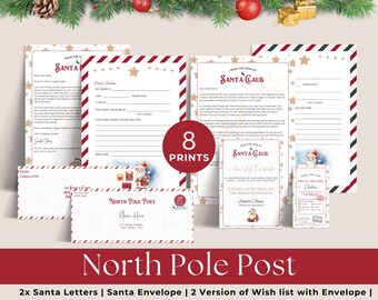 Santa Letter Bundle | Santa Gift Tag | Nice List Certificate | North Pole Post|  Editable Canva Template | Christmas Magic | Christmas Eve