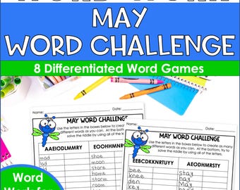 May Word Work Games for Kids – Printable Word Building & Making Words Spelling Activities for Grades 2–5