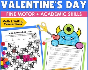 Valentine's Day Fine Motor Activities for Preschool, Pre-K, Kindergarten | Tracing, Dot to Dot, Playdough Mats, Writing Crafts Printables
