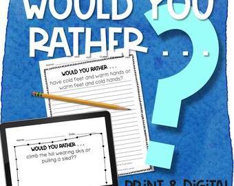 Winter Would You Rather Writing Prompts for Kids – Fun Digital & Printable Writing Activities for Homeschool or Classroom Use