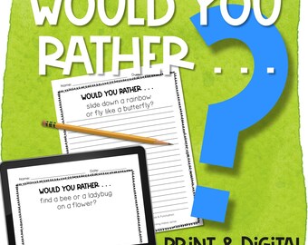 Spring Would You Rather Writing Prompts for Kids – Fun Printable and Digital Opinion Writing Activity
