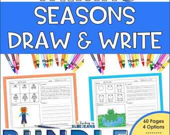 Draw and Write for Kids – Four Seasons Directed Drawing & Handwriting Bundle with Print and Cursive Writing Pages