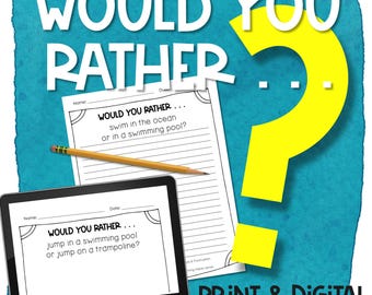 Summer Would You Rather Writing Prompts for Kids – Printable & Digital Opinion Writing Activity