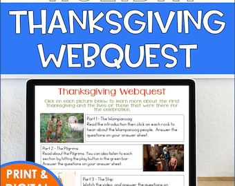 First Thanksgiving Webquest for Kids – Printable & Digital History Activity for November Learning