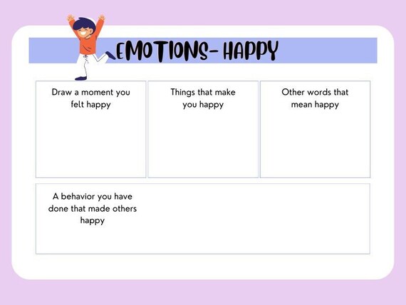 Emotions Work Sheet - Etsy
