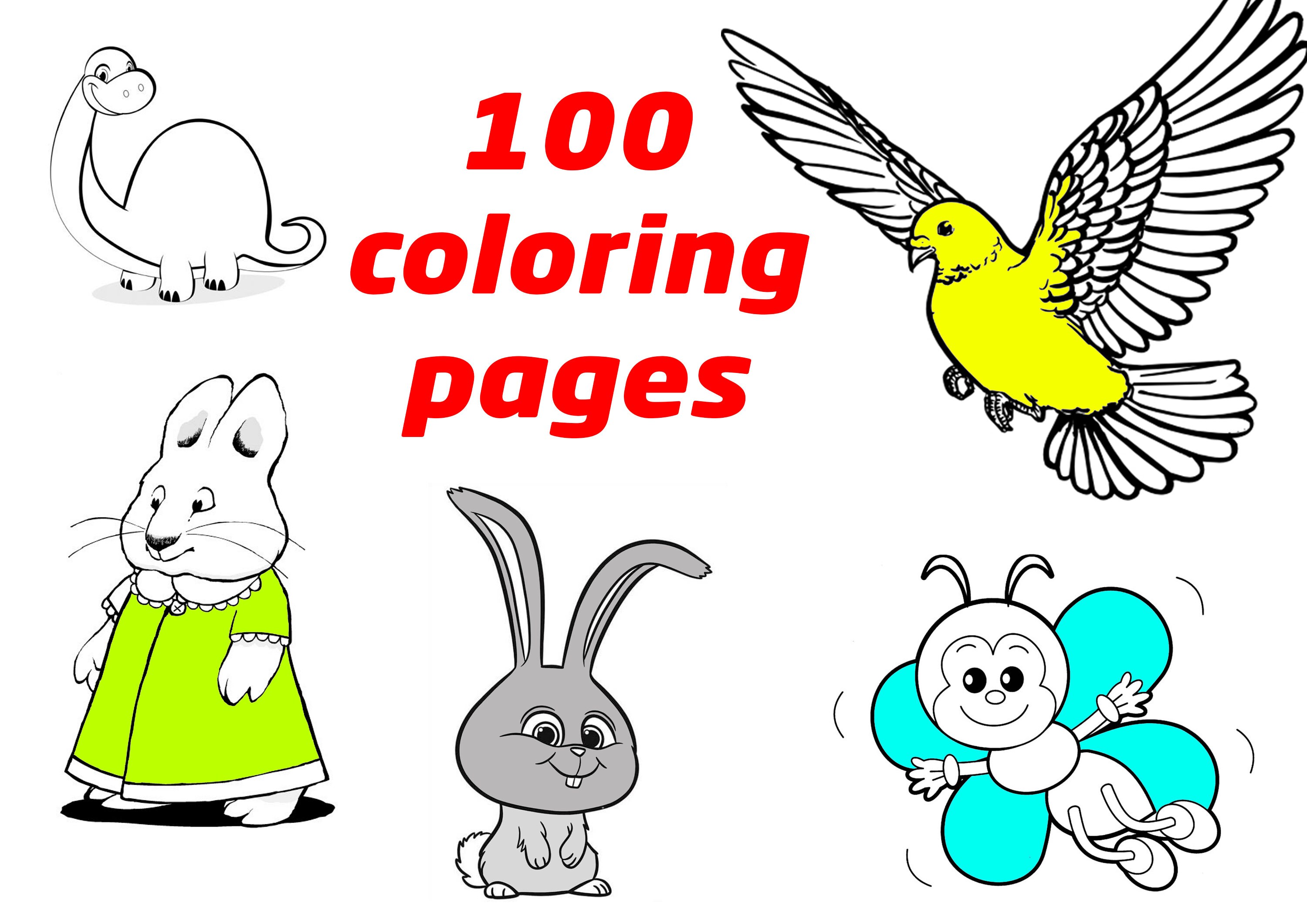 100 Easy Coloring Pages for Kids, Toddlers, Preschoolers Toddlers