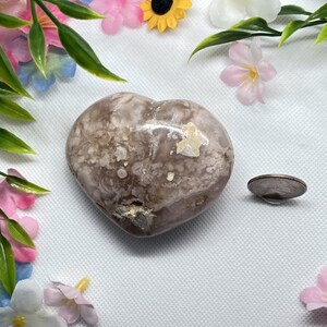 Flower Agate Heart Crystal Carving *ships next day*